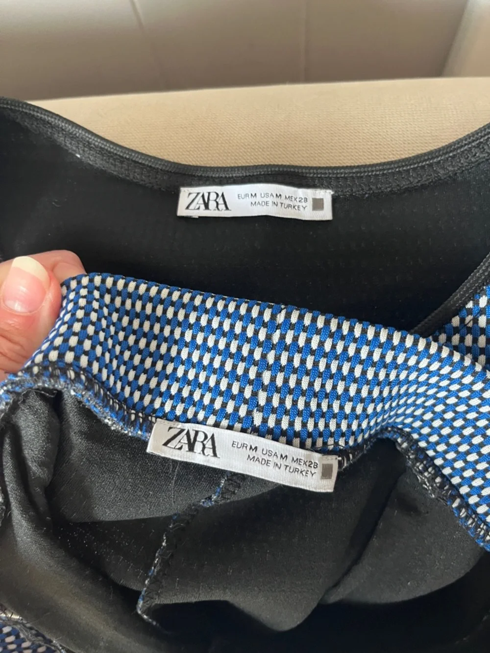 Zara Black and Blue Textured Pant & Top Set - Sold together - Picture 3 of 5